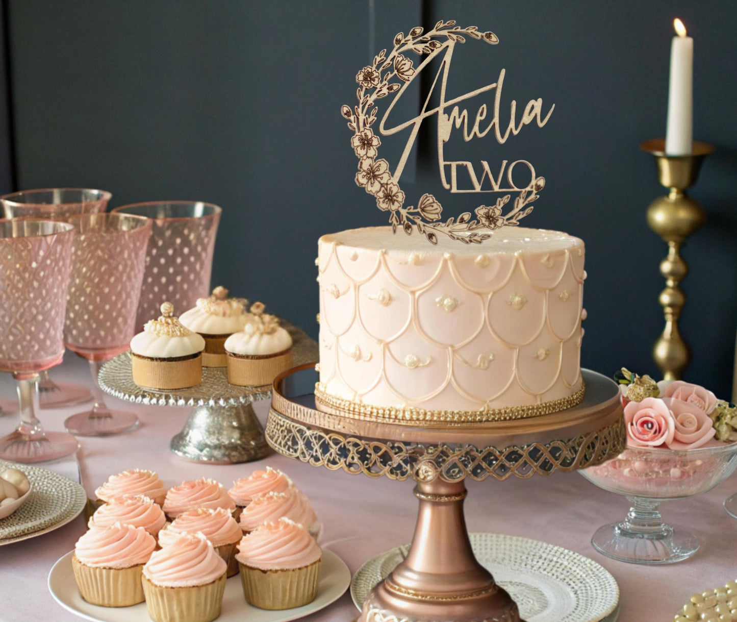 Birthday Custom Cake Topper, Custom Age Cake Topper, Custom Cake Topper Birthday Name, Girl Floral Birthday, Wildflower Birthday