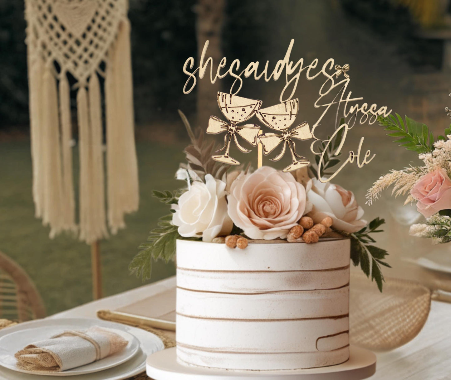 Custom Engagement Decoration, Custom Cake Topper Engaged, She Said Yes Engaged, Modern Engagement, Engagement Cake Topper, Engaged Decor