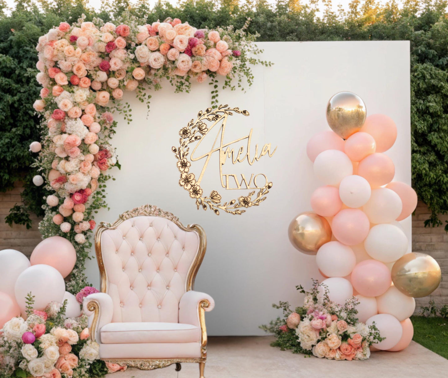 Custom Name Sign Birthday, Floral Birthday Decorations, Large Backdrop Sign, 1st Birthday Backdrop, 1st birthday girl, Wildflower Birthday