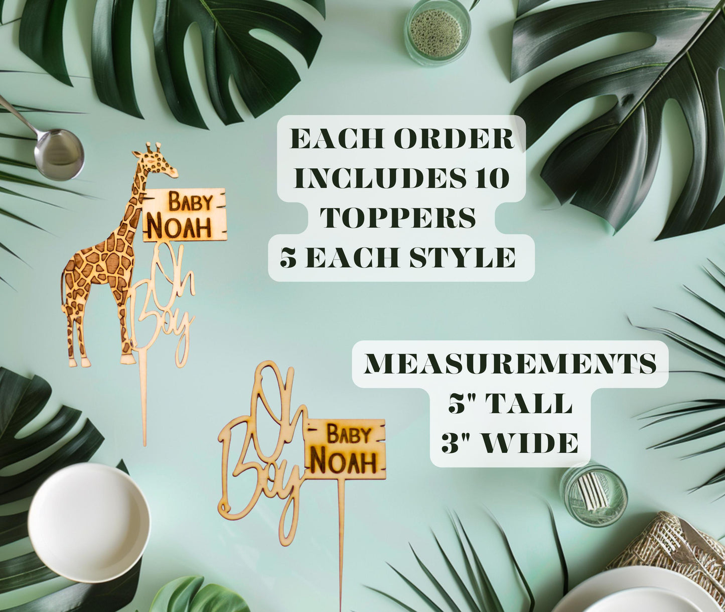 Safari Baby Shower, Custom Cupcake Toppers, Jungle Baby Shower, Baby Shower Safari Boy, Custom Name Topper, Oh Boy Babyshower