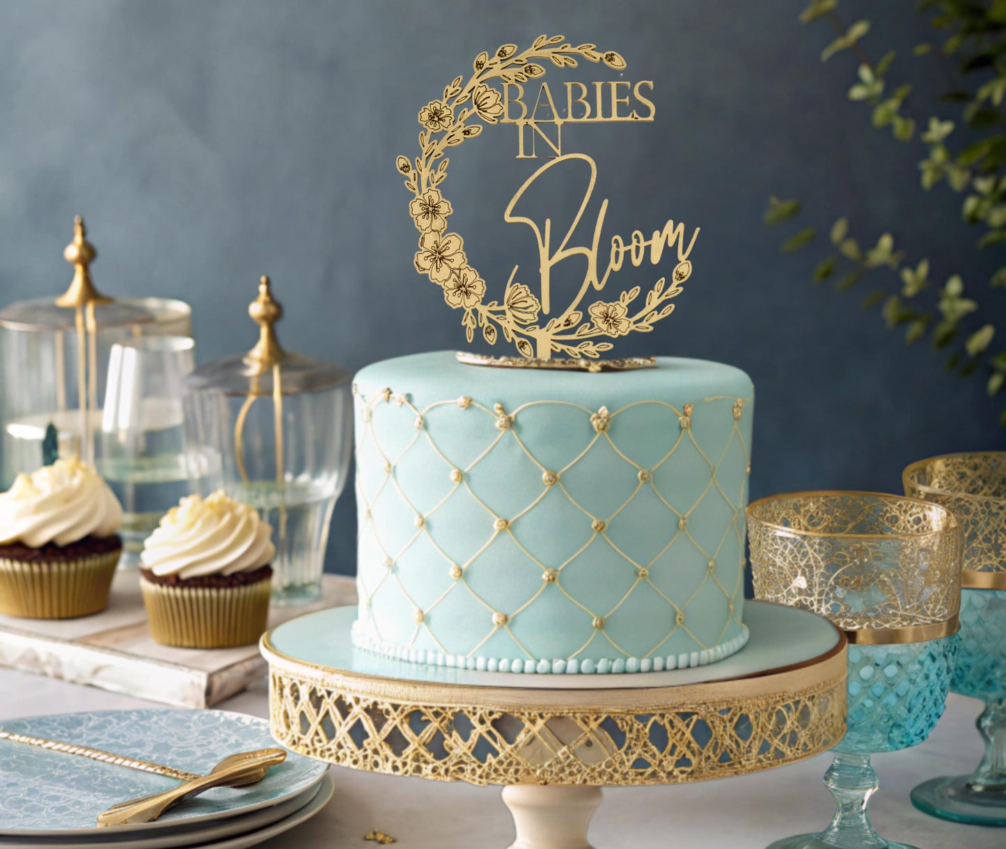 Babies In Bloom, Baby Shower Cake Topper, Baby Shower Twins, Double Baby Shower, Twin Girls, Floral Baby Shower, Baby Shower Cake Sign,