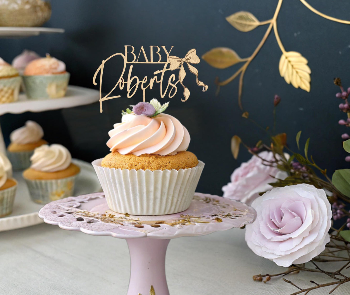 Coquette Baby Shower, Custom Cupcake Toppers, Baby Shower Bow, Cake Decorations, Baby Girl Shower, Cupcake Toppers Baby Shower