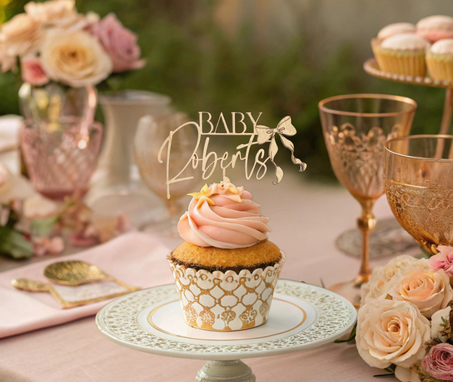 Coquette Baby Shower, Custom Cupcake Toppers, Baby Shower Bow, Cake Decorations, Baby Girl Shower, Cupcake Toppers Baby Shower