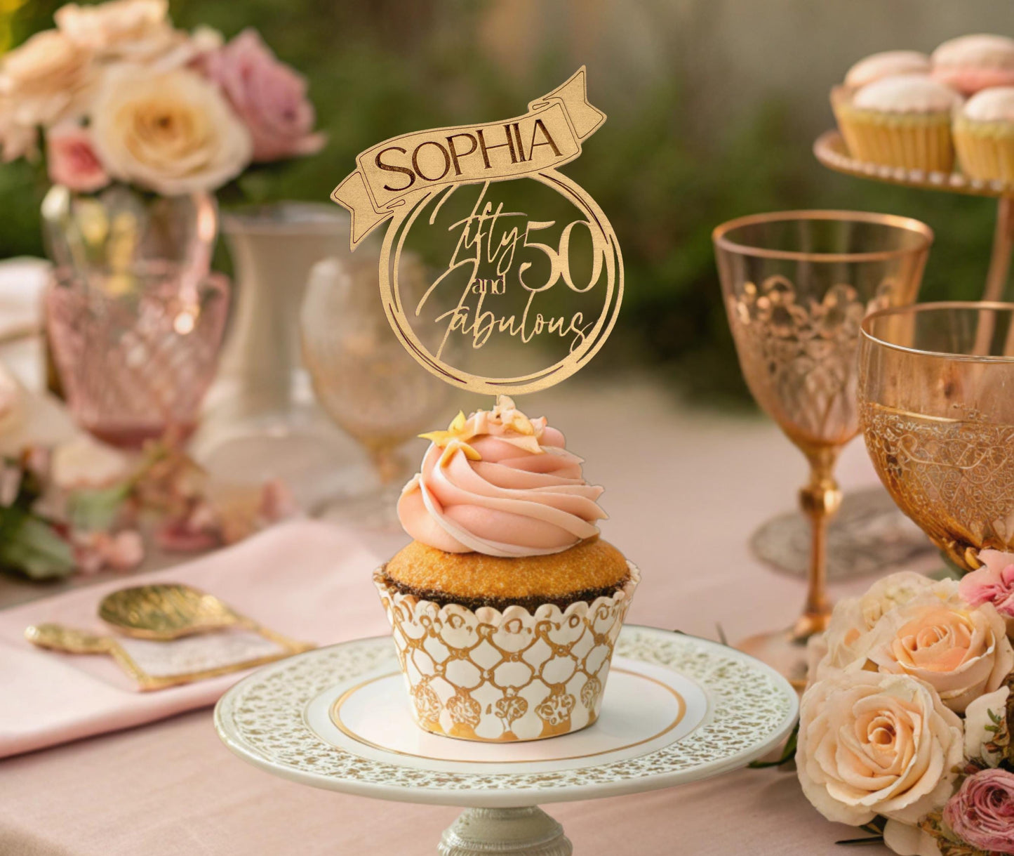 Cake Toppers Birthday 50th, Cupcake Topper Birthday, Fifty and Fabulous, Adult Birthday Decorations, 40th 50th Birthday, 50th 60th Birthday,