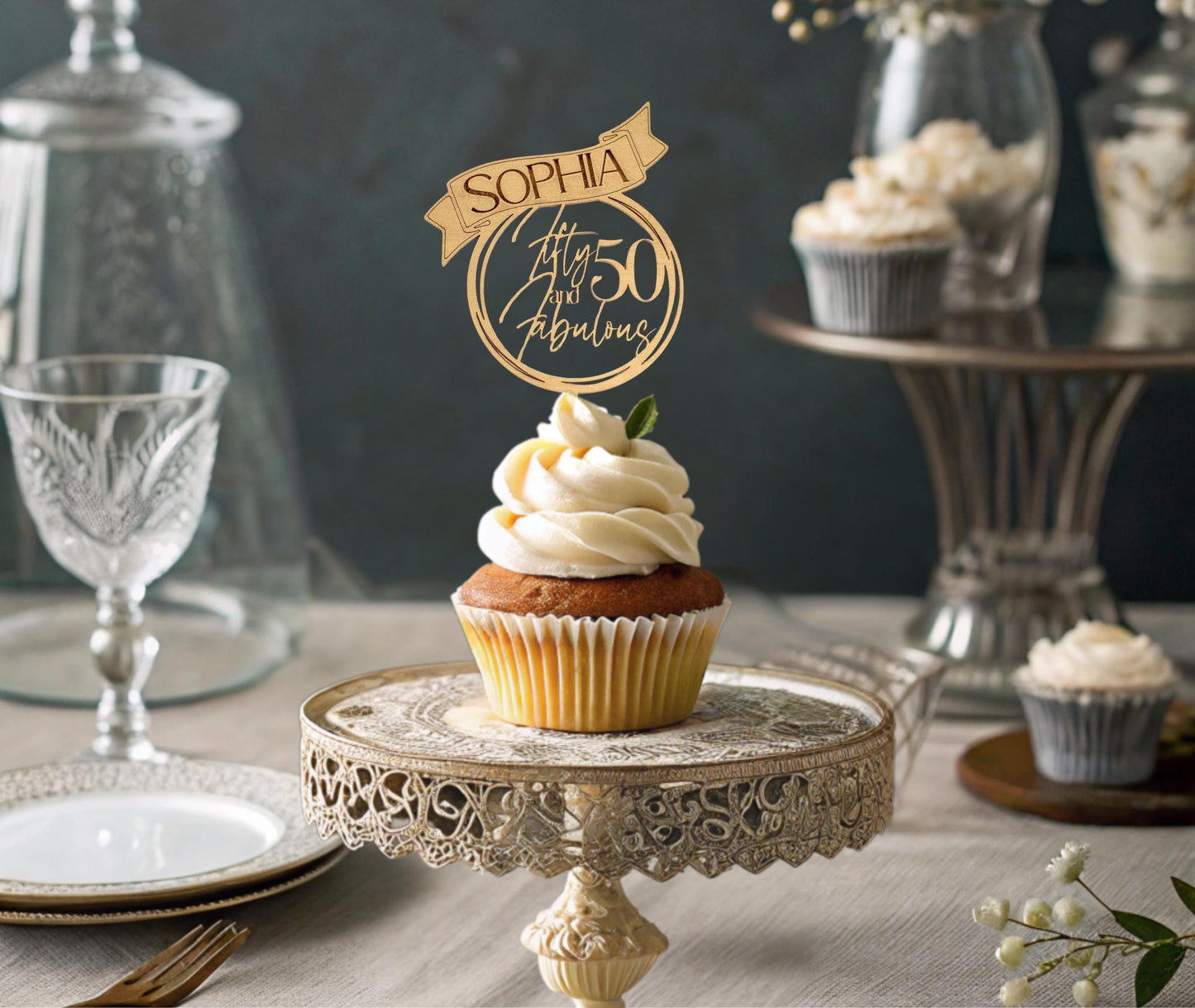 Cake Toppers Birthday 50th, Cupcake Topper Birthday, Fifty and Fabulous, Adult Birthday Decorations, 40th 50th Birthday, 50th 60th Birthday,
