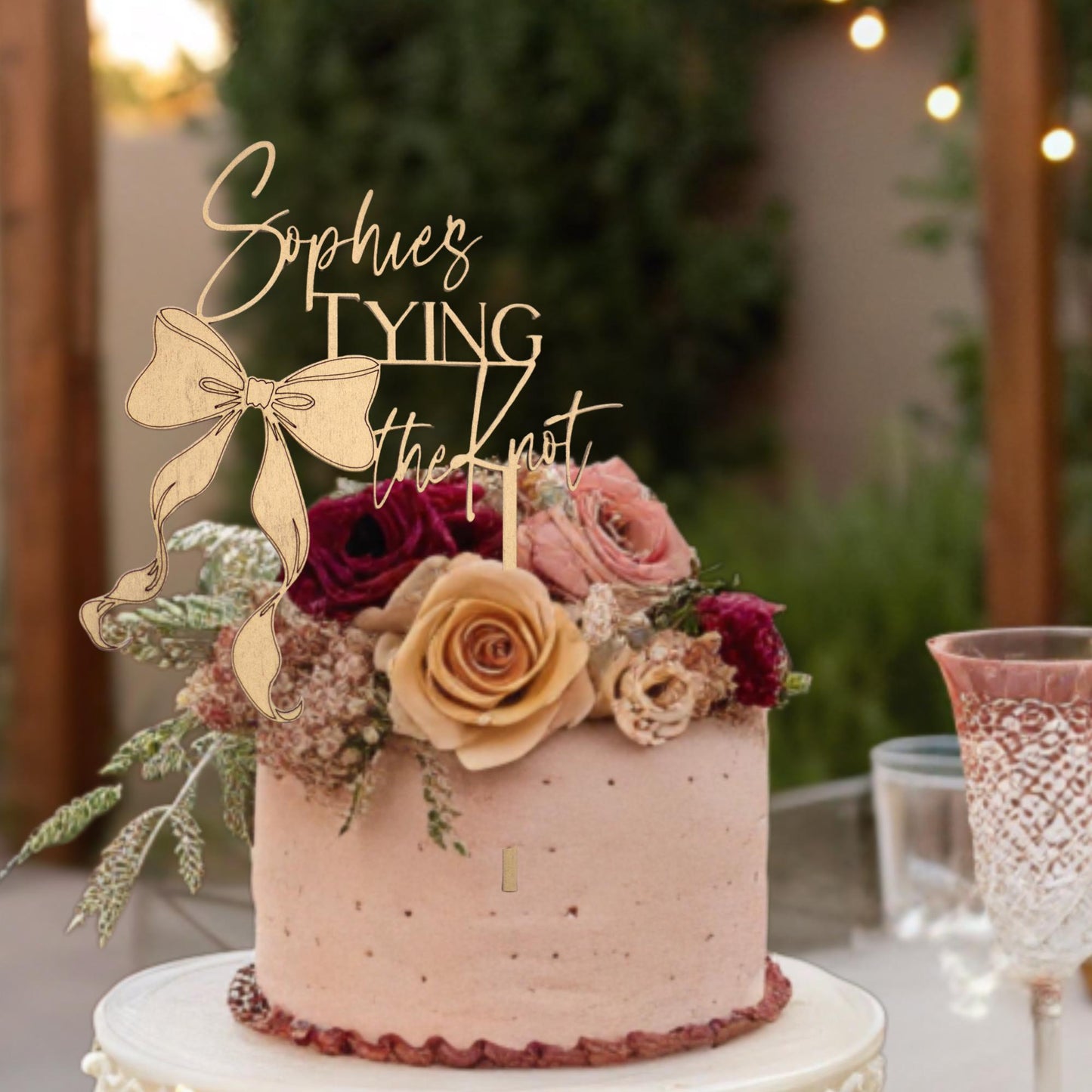 Tying The Knot, Custom Cake Topper, Bow Bridal Shower, Cake Topper Bridal Shower, Coquette Bridal, Wedding Shower Cake Topper