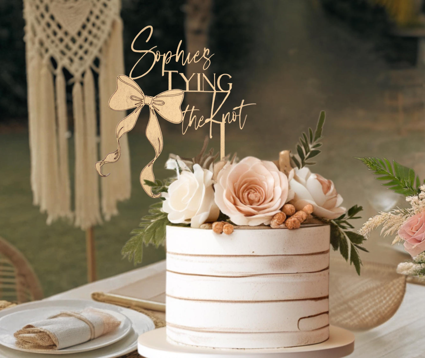 Tying The Knot, Custom Cake Topper, Bow Bridal Shower, Cake Topper Bridal Shower, Coquette Bridal, Wedding Shower Cake Topper