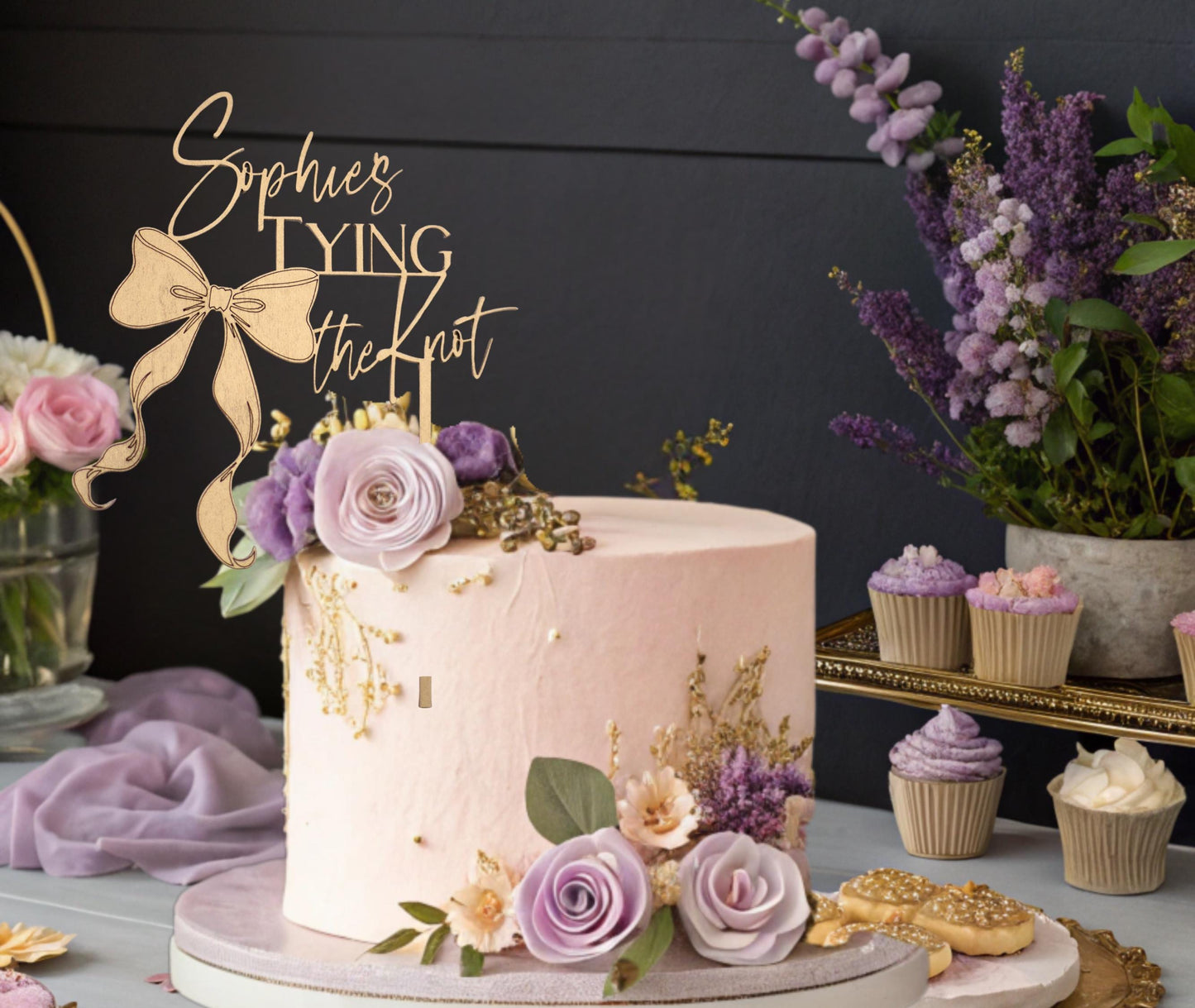Tying The Knot, Custom Cake Topper, Bow Bridal Shower, Cake Topper Bridal Shower, Coquette Bridal, Wedding Shower Cake Topper