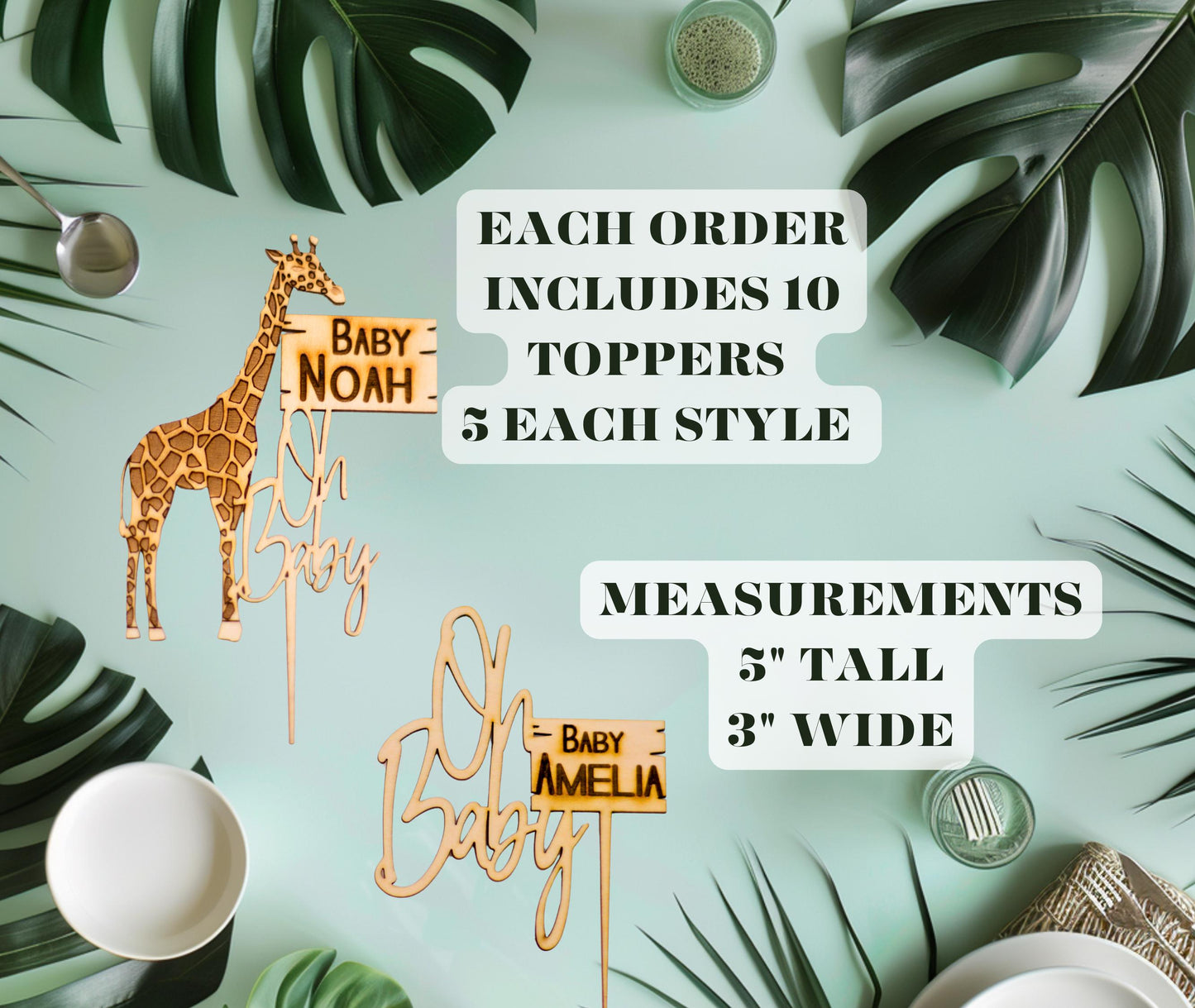 Safari Baby Shower, Custom Cupcake Toppers, Jungle Baby Shower, Baby Shower Safari Boy, Baby Girl Safari Shower, Custom Name Topper, Oh Baby