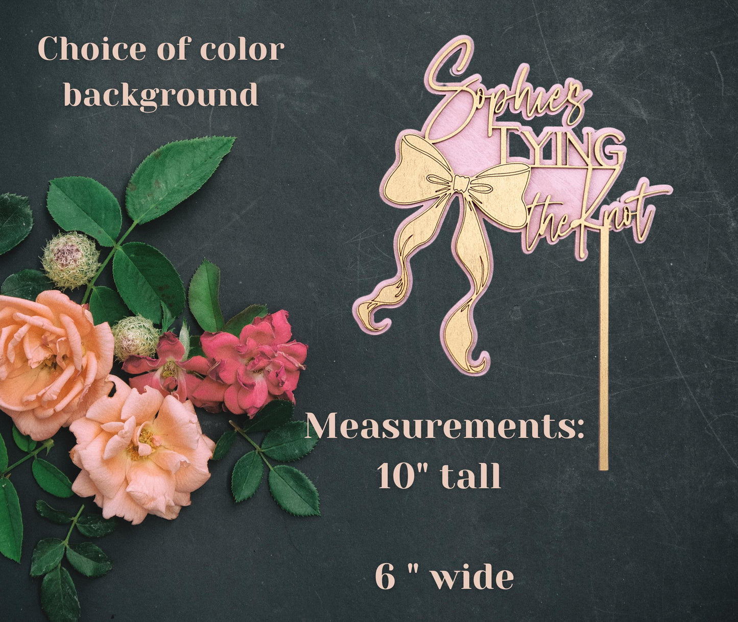 Tying The Knot, Custom Cake Topper, Bow Bridal Shower, Cake Topper Bridal Shower, Coquette Bridal, Wedding Shower Cake Topper, Personalized