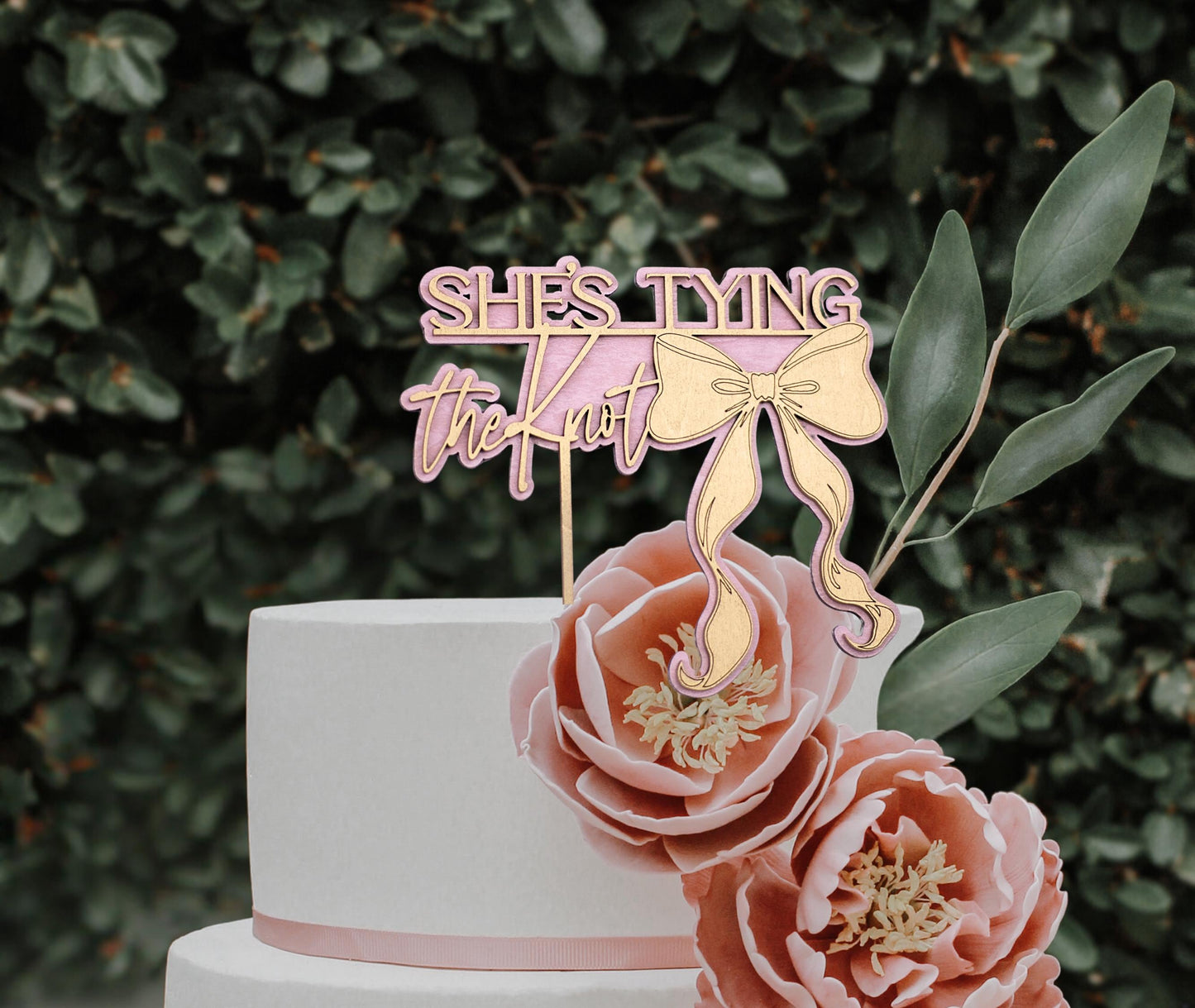 Tying The Knot, Bow Bridal Shower, Cake Topper Bridal Shower, Bow Bachelorette, Coquette Bridal, Wedding Shower Cake Topper