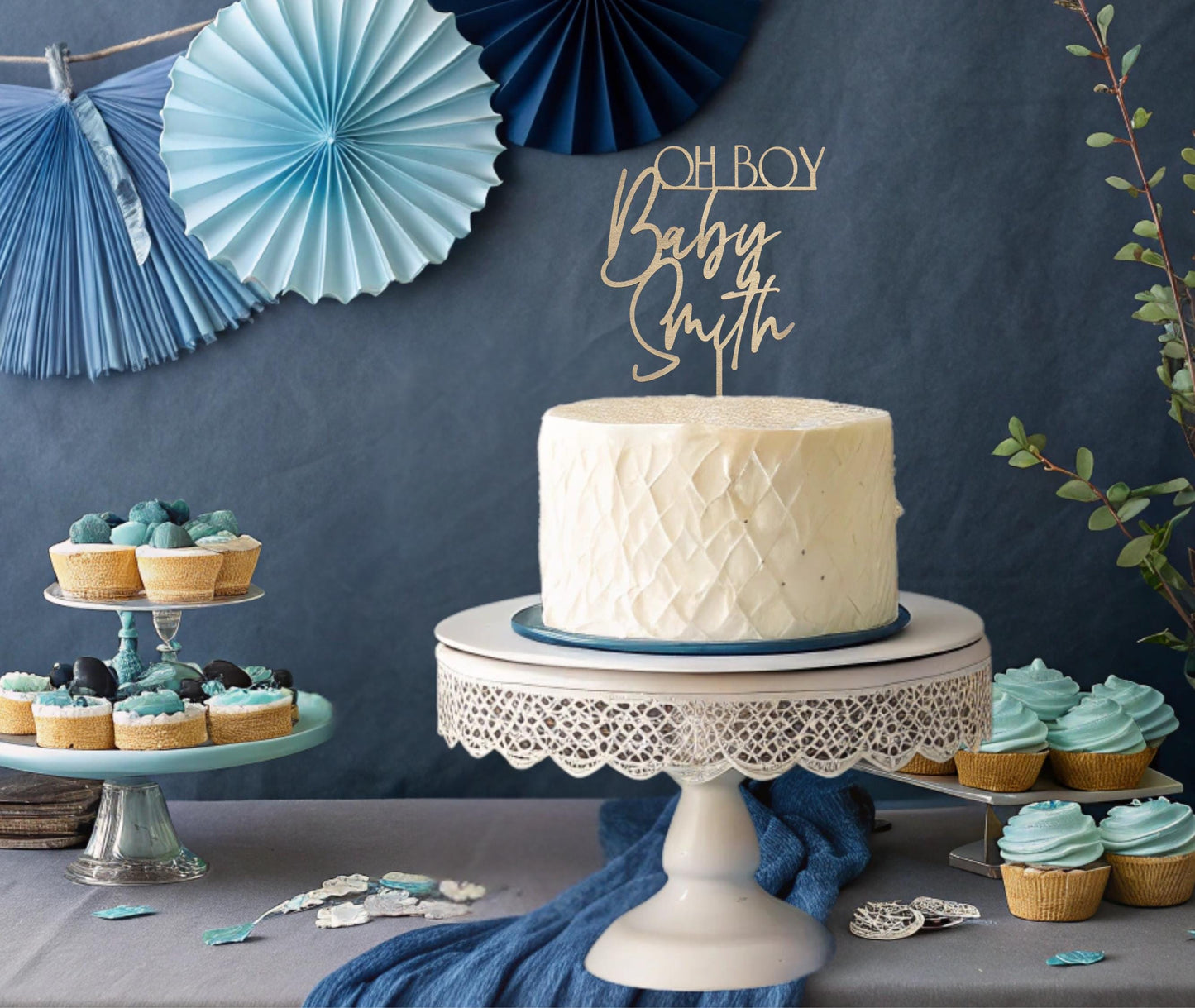 Oh Boy Babyshower, Personalized Baby Shower Cake Topper, Baby Name Cake Topper, Wood Name Cake Topper, Custom Baby Name Topper