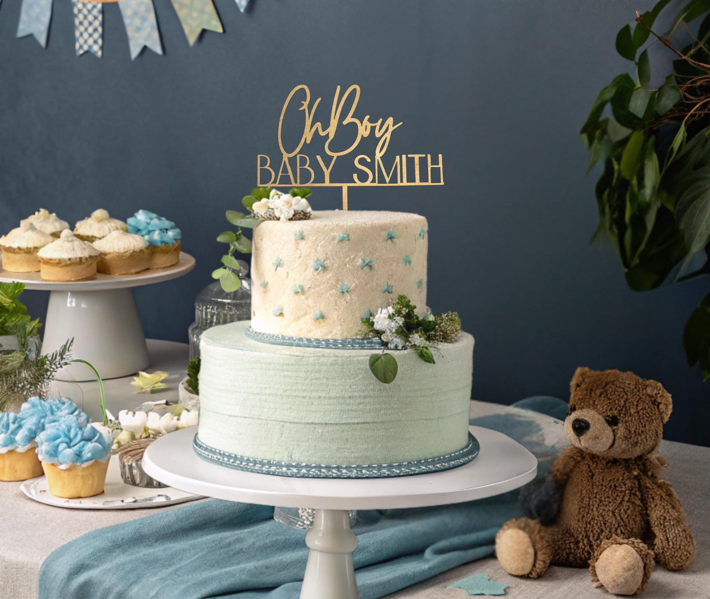 Oh Boy Babyshower, Personalized Baby Shower Cake Topper, Baby Name Cake Topper, Wood Name Cake Topper, Custom Baby Name Topper