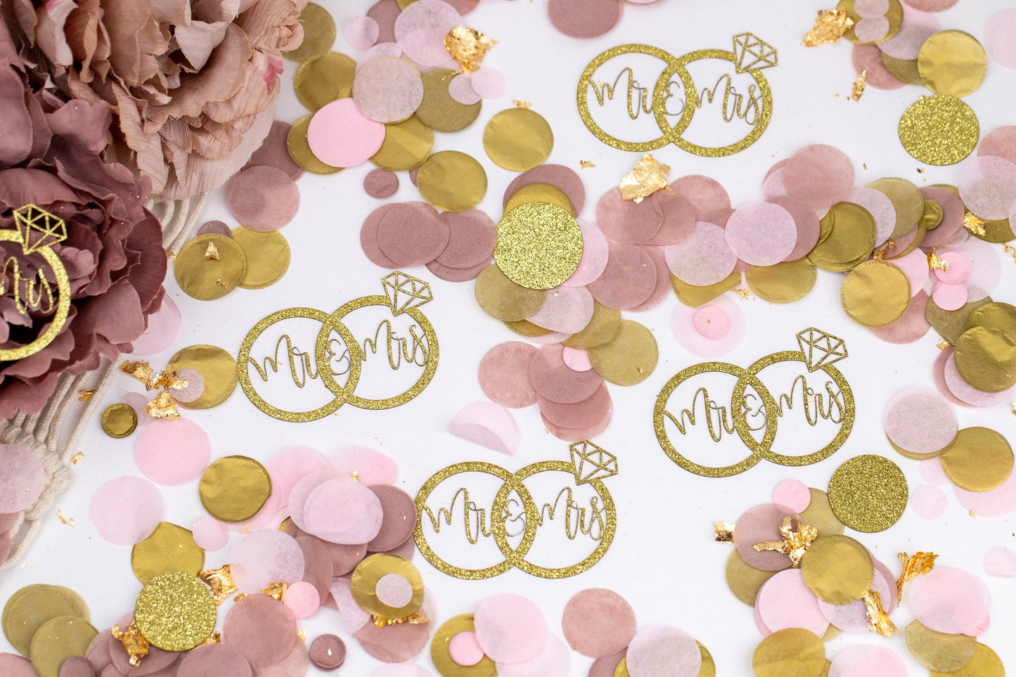 Engagement Party Decorations, Mr & Mrs,  Bridal Shower Decor, Wedding Table Decor, Brunch and Bubbly,  Diamond Ring Confetti