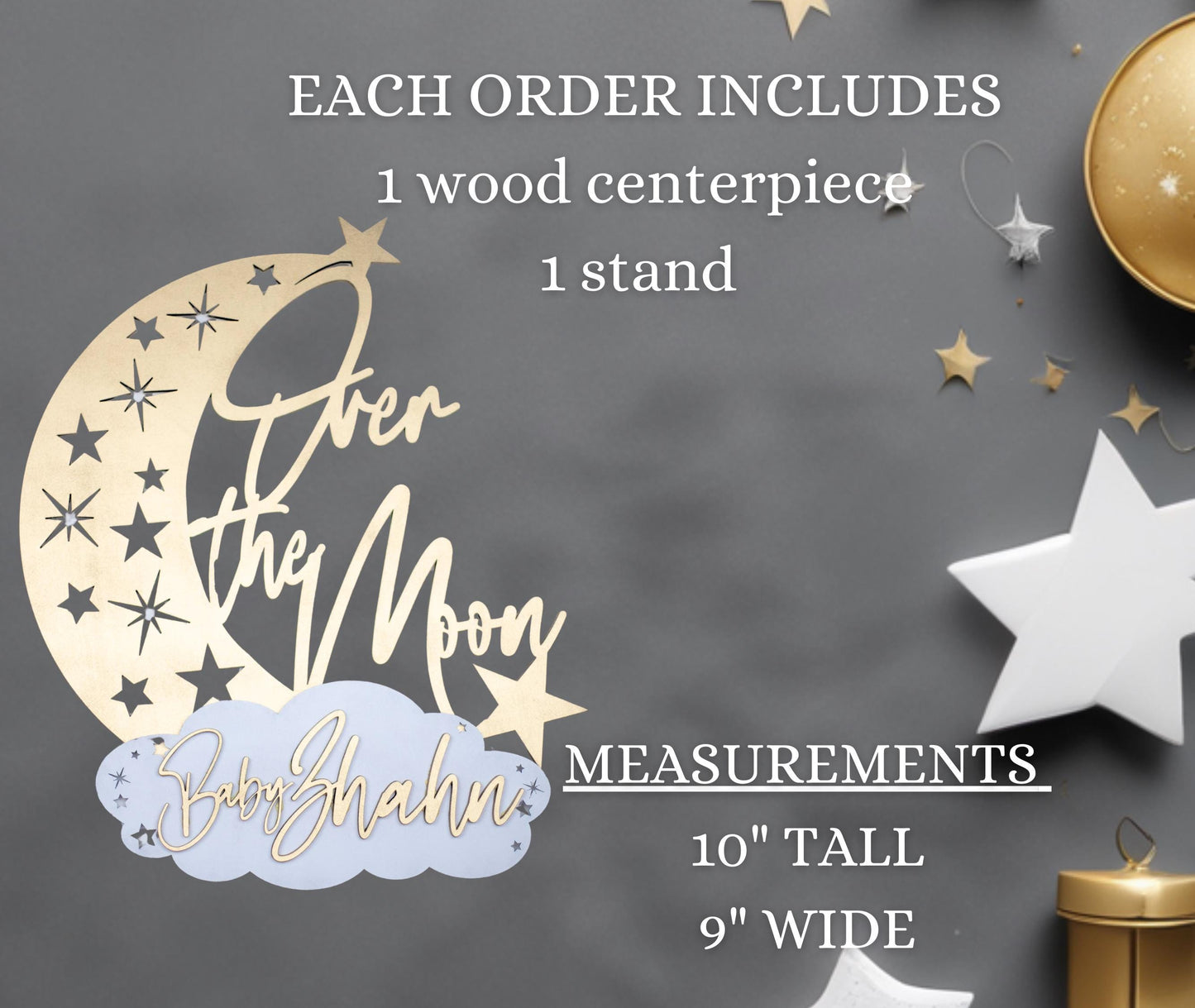Over The Moon Baby Shower, Custom Baby Shower Decoration, Baby Shower Centerpieces, Moon Baby Shower, Baby Shower Custom Centerpiece