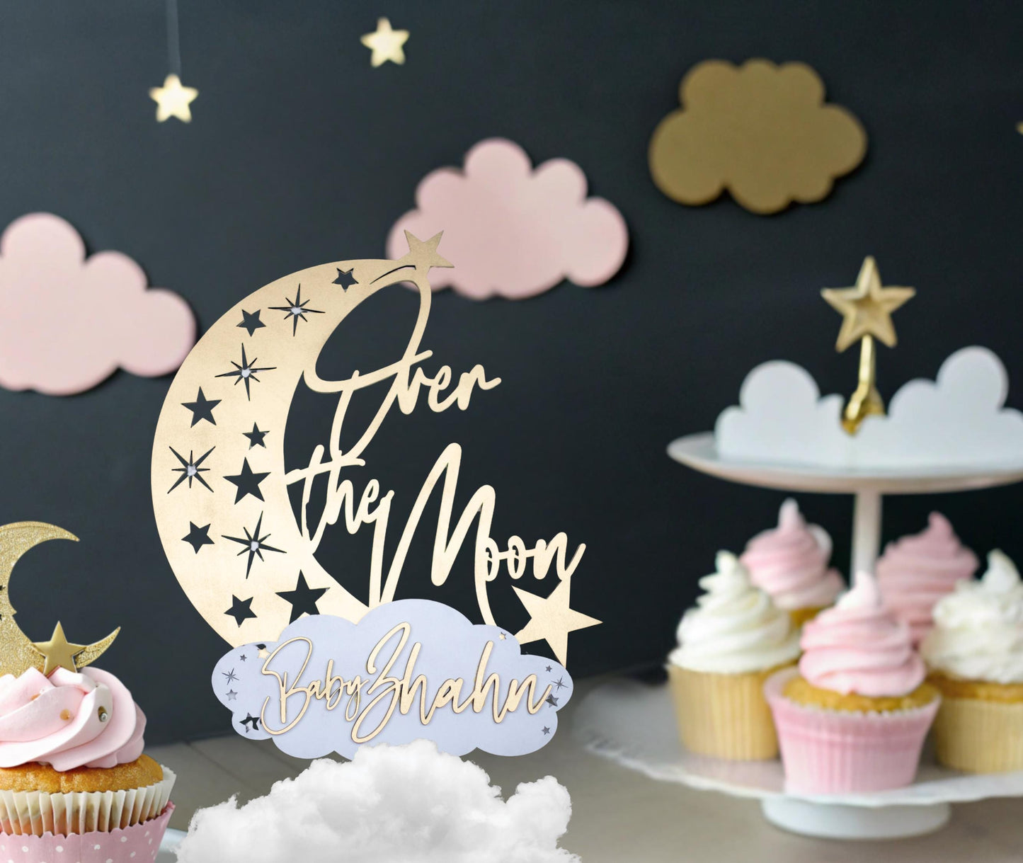Over The Moon Baby Shower, Custom Baby Shower Decoration, Baby Shower Centerpieces, Moon Baby Shower, Baby Shower Custom Centerpiece