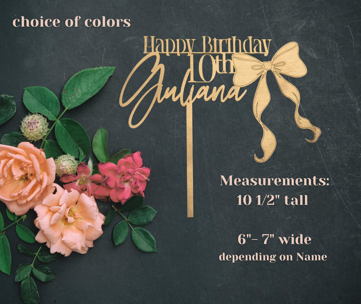 Happy Birthday Cake Topper, Birthday Custom Cake Topper Birthday Name, Bow Coquette Birthday, Customized Birthday Decoration