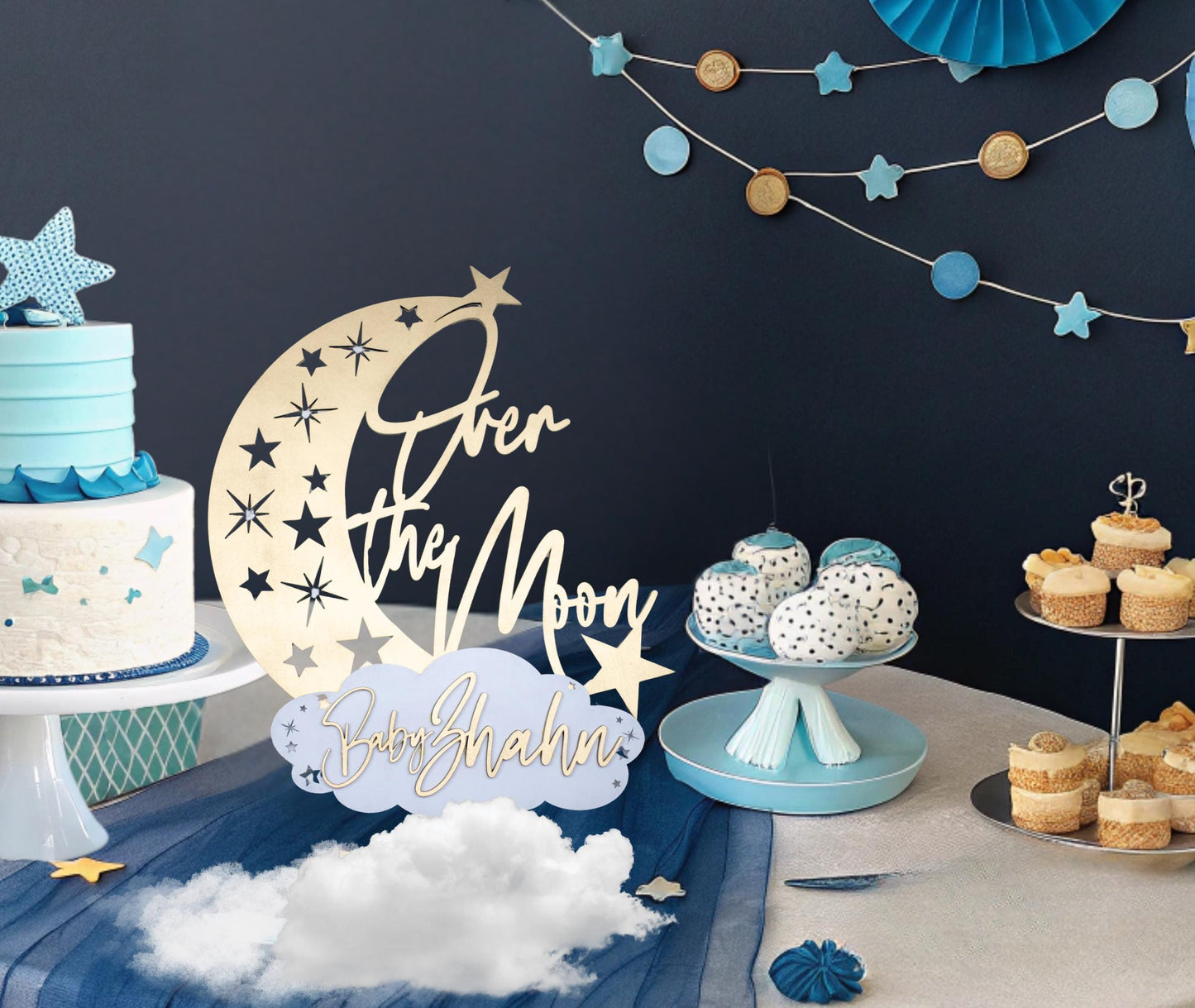 Over The Moon Baby Shower, Custom Baby Shower Decoration, Baby Shower Centerpieces, Moon Baby Shower, Baby Shower Custom Centerpiece