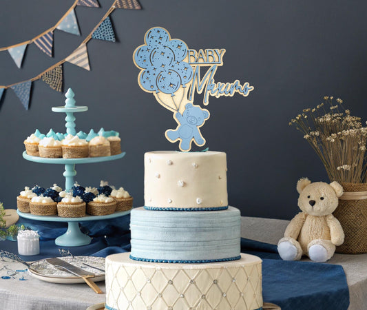 Baby Shower Cake Topper, Custom Baby Shower Cake Topper, Balloon Teddy Bear Baby Shower, Baby Shower Teddy Bear Theme, Boho Teddy Bear