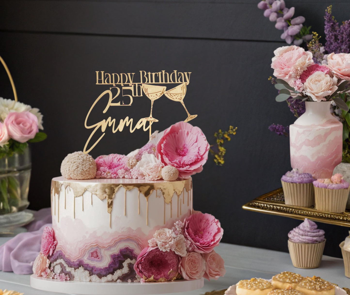 40th 50th Birthday, Happy Birthday Cake Topper, Birthday Custom Cake Topper, Personalized Topper, Personal Birthday Cake Topper, Happy 30th