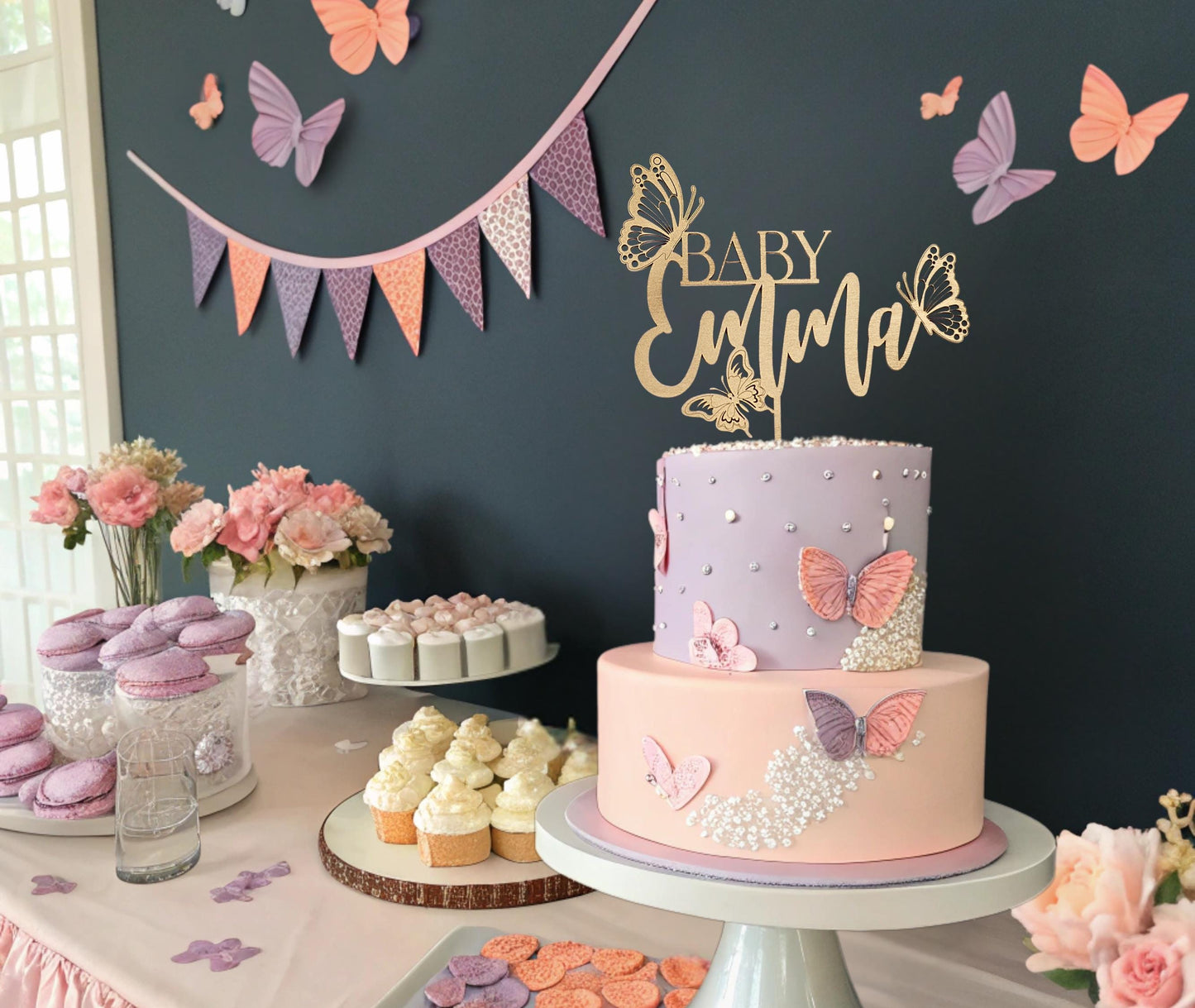 Butterfly Baby Shower, Custom Cake Toppers Baby, Butterfly Cake Decor, Personalized Baby Name Cake Topper, Butterfly Baby Shower Decorations