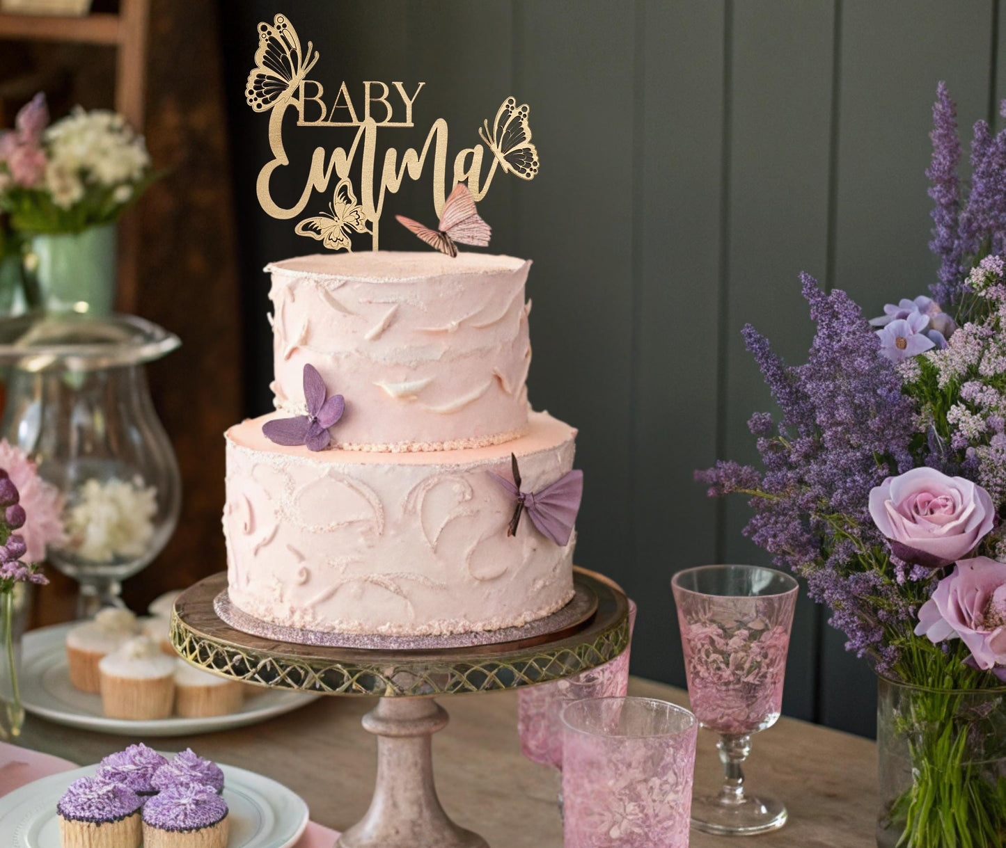 Butterfly Baby Shower, Custom Cake Toppers Baby, Butterfly Cake Decor, Personalized Baby Name Cake Topper, Butterfly Baby Shower Decorations