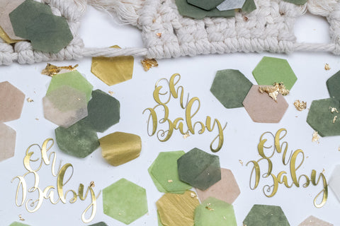 Oh Baby Confetti Greenery Baby Shower, Sage Green