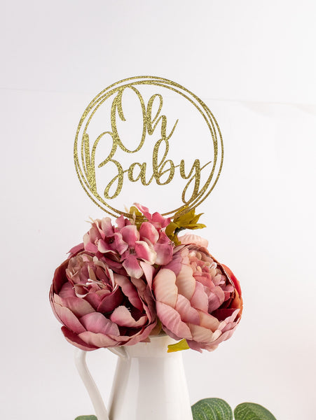 Baby Shower Centerpiece, Oh Baby Baby Shower Decorations, Set of 4